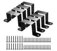 MoSundi Lot de 4 supports de poteau robustes noirs de 10,2 x 10,2 cm, pour support de clôture, connecteurs en forme de U en acier au carbone, pour poteaux en bois de 8,9 x 8,9 cm, kit de quincaillerie