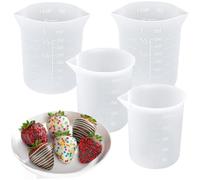 MoSundi Lot de 4 tasses à fondre en silicone, 15 x 8 x 6 cm avec échelle de mesure, chocolat, beurre, fromage, caramel, bec verseur, passe au lave-vaisselle