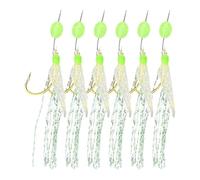 MoSundi Lot de 6 bas de ligne de pêche au maquereau avec hameçons lumineux pour bar d'eau douce et cabillaud Noctilucine Sabiki avec noyau en fil de cuivre pur et isolation en PVC, 20 cm pour ligne