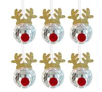 MoSundi Lot de 6 boules de Noël disco miroir en bois de cerf de 5 cm