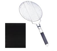 MoSundi Panier de barbecue en acier inoxydable avec poignée en bois, 55 x 28 cm, filet grillagé, pour griller des légumes, de la viande, du poisson, outil de cuisson pliable en plein air, pour