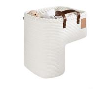 MoSundi Panier d'escalier en lin tissé avec poignées, solution de rangement compacte, pour escaliers, jouets, livres, téléphones, panier d'organisation neutre pour la maison (D)