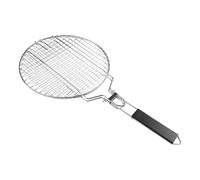 MoSundi Panier rond pliable en acier inoxydable avec poignée amovible, cage de gril verrouillable pour légumes, poissons, crevettes, filet de barbecue portable avec pochette de transport