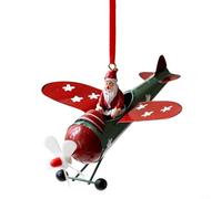 MoSundi Pendentifs de Noël à suspendre en forme d'avion, Père Noël, bonhomme de neige, élan, fabriqué à la main en fer, décoration festive à suspendre pour la maison, la voiture (Père Noël)