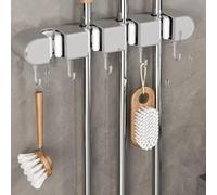 MoSundi Pince murale robuste pour balai et serpillère - Support de rangement à suspendre pour cuisine, buanderie, solution de rangement en plastique, blanc