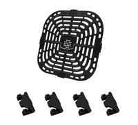 MoSundi Poêle de rechange pour friteuse à air comprimé avec 4 pare-chocs en caoutchouc pour Instant Vortex 6 l, plaque à frire en acier inoxydable 25,4 x 24,1 cm, passe au lave-vaisselle, revêtement