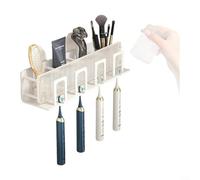 MoSundi Porte-brosses à dents mural en acrylique, avec ventouses amovibles, pour les essentiels de salle de bain, organisateur peu encombrant, pour brosses à dents et sèche-cheveux, 27 x 8,2 x 8 cm (2
