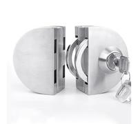 MoSundi Pour serrure de porte en acier inoxydable avec double boulon et sans perçage, 8-12 mm, sans cadre, portes coulissantes ou battantes, en verre trempé, argenté