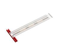 MoSundi Règle à échelle en T, jauge de marquage de trous avec fentes graduées et trous pour le travail du bois, acier inoxydable 0,25 mm d'épaisseur, angle droit de 90° pour un marquage de ligne
