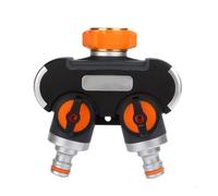 MoSundi Répartiteur d'eau à 2 voies avec contrôle du débit réglable et valves verrouillables, alliage d'aluminium ABS TPR durable, noir