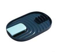 MoSundi Repose-cuillère et support de couvercle de casserole, support d'ustensiles de cuisine en plastique ABS, pour spatules, baguettes, fourchettes, facile à nettoyer, 18 x 11,5 cm, blanc (bleu)