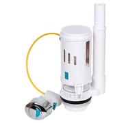 MoSundi Réservoir de chasse d'eau double bouton poussoir chromé ovale 6,5 cm avec tuyau de trop-plein réglable 18,5-33 cm, sortie 0,5" et 2", ABS blanc