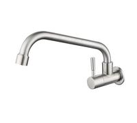 MoSundi Robinet de cuisine à levier unique en acier inoxydable, robinet mural à eau froide avec mousseur économiseur d'eau, finition argentée pour cuisine, salle de bain, bar