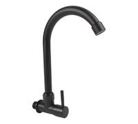 MoSundi Robinet d'eau froide à levier unique noir pour cuisine, robinet purificateur d'eau mural en plastique et acier avec filetage G1/2 et mousseur économiseur d'eau