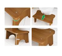 MoSundi Tabouret de toilette en bois pour adultes, hauteur 17 cm, surface antidérapante, design ergonomique peu encombrant, convient aux salles de bains compactes, couleur foncée/claire