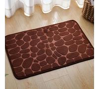 MoSundi Tapis de bain en mousse à mémoire de forme 43,2 x 61 cm, motif galets absorbants en polaire corail douce, lavable en machine, pour la maison, la cuisine ou l'entrée, café rose, 50 x 80 cm