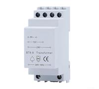 MoSundi Transformateur de sonnette 8 V, 12 V, 24 V, alimentation basse fréquence avec support sur rail de 35 mm, boîtier en ABS durable et scellé en époxy pour systèmes de sécurité à domicile, gris
