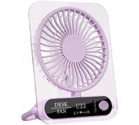 MoSundi Ventilateur de bureau compact rechargeable par USB à 4 vitesses avec moteur sans balais, fonctionnement silencieux sous 36 dB pour le travail, les études ou les activités de plein air (violet)