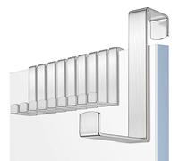 MOSUO Porte Manteau pour Porte, 10 x Crochet Porte Acier Inox, Patere Porte pour Tiroir, Placard Armoire, Cuisine Salle de Bains Chambre à Coucher, Argent