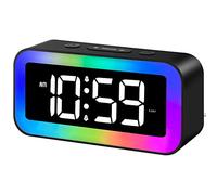 MOSUO Réveil Numérique, Reveil Enfant Lumineux avec Veilleuse 7 Couleurs, LED Horloge Digitale, Ado Reveil Matin, avec 2 Modes d'Alarme, Luminosité Réglable, Snooze, Commande Vocale, 12/24H, Port USB