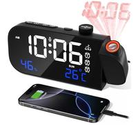 MOSUO Reveil Projecteur Plafond, Digitale Reveil Matin Horloge Numérique,LED Réveil Numérique, avec Température/Humidité/Snooze/Activation Sonore,Luminosité Volume Réglables,pour Chambre Bureau