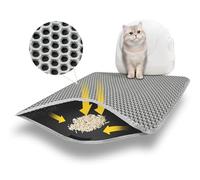MOSUO Tapis Litiere Chat pour Bac à Litière Chat et Toilette Chat, Katzenstreu Matte 75x55 cm, Imperméable Non Toxique Tapis de Litière pour Chat, Double Couche Tapis Chat Litiere