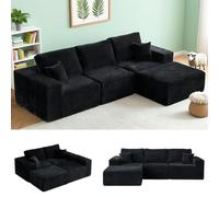 Mosvion Canapé d'angle Convertible Canapé Sectionnel Modulaire avec Fonction Couchage Canape en L Canape Angle Convertible avec Méridienne en Velours Côtelé pour Salon Chambre à Coucher