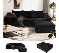 Mosvion Canapé Sectionnel Modulaire Canapé d'angle Convertible avec Fonction Couchage Forme de L Canape Angle Convertible avec Méridienne en Velours Côtelé pour Salon Chambre à Coucher