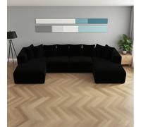 Mosvion Canapé Sectionnel Modulaire Canapé d'angle Convertible avec Fonction Couchage Forme de U Canape Angle Convertible avec Méridienne en Velours Côtelé pour Salon Chambre à Coucher