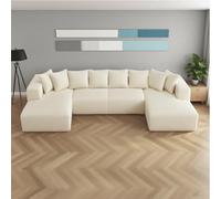 Mosvion Canapé Sectionnel Modulaire Canapé d'angle Convertible avec Fonction Couchage Forme de U Canape Angle Convertible avec Méridienne en Velours Côtelé pour Salon Chambre à Coucher