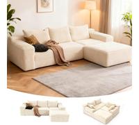 Mosvion Canapé Sectionnel Modulaire Canapé Nuage en Forme de L avec Siège Profond Canapés Désossés pour Salon avec Chaise Surdimensionnée Mousse à Mémoire de Forme Haute Densité