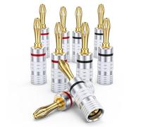 MOSWAG 5 Paires de fiches Bananes pour câble de Haut-Parleur - Connecteurs adaptateurs Bananes plaqués Or 24K