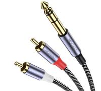 MOSWAG 6,35mm à 2 RCA 3M, 6,35mm Mâle TRS à 2 RCA Mâle Adaptateur Audio Stéréo, Câble Plaqué Or Coquille Compatible avec Guitare électronique, Lecteur DVD, TV etc