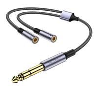 MOSWAG 6.35mm TRS à Double 3.5mm Femelle Y Câble, 3.5mm à 6.35mm Casque Adaptateur Compatible Casque, Amplificateur, Home Cinéma, Clavier Piano, Table de Mixage