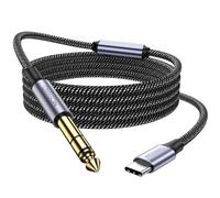 MOSWAG 6,35mm TRS Câble USB C (2m) Câble USB C Professionnel à 6,35 Audio, Câble D'Enregistrement Tressé en Nylon pour Google Pixel 4XL, Galaxy Note 10 + (Soutien à L'Enregistrement)