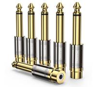 MOSWAG Adaptateur 6,35 mm vers RCA, Fiche Mono 6.35 mm vers Convertisseur Audio Femelle RCA pour Microphone, Amplificateur, Téléphone, Guitare électrique(6 Pack)