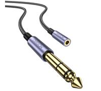 MOSWAG Adaptateur de Prise Casque 1/4 Pouce à 3,5 mm 1M 6,35 mm, câble d'extension Jack 1/8 à 1/4 pour amplificateurs de Piano, Guitare, Table de mixage, Haut-parleurs et Plus