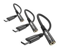 MOSWAG Adaptateur de Prise de Casque à 3,5mm, Adaptateur Écouteur USB C Jack 3.5mm en Nylon, Adaptateur Jack USB Type C avec DAC pour Samsung Galaxy s24 22 S20 Ultra S20, Pixel 4 3 2 XL, iPad Pro