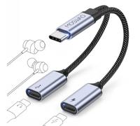MOSWAG Adaptateur Double USB C Splitter 2 en 1 Répartiteur Charge 60W PD | Câble Y pour Écouteurs et OTG, pour iPhone 17/16, Samsung Galaxy S26/S25, iPad Pro, MacBook, 1 unité
