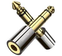 MOSWAG Adaptateur Jack 6.35mm Mâle vers 3.5mm Femelle Stéréo, 3.5mm to 6.35 mm Plaqué Or Adapter pour Cordon de Guitare, Téléphone Mobile, Ordinateur de Bureau, Ordinateur Portable (2 Pack)