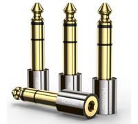 MOSWAG Adaptateur Jack 6.35mm Mâle vers 3.5mm Femelle Stéréo, 3.5mm to 6.35 mm Plaqué Or Adapter pour Cordon de Guitare, Téléphone Mobile, Ordinateur de Bureau, Ordinateur Portable (4 Pack)