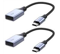 MOSWAG Adaptateur USB à Micro USB,Adaptateur Mâle à Femelle en Déplacement pour Périphériques Micro B,Lecteur Flash, Souris, Clavier, 2 Pack