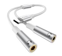 MOSWAG Adaptateur USB C vers Jack 3,5 mm, Adaptateur Double Jack USB C, Splitter Type C vers 3.5mm Écouteur Câble Compatible avec Pixel 7 6 Pro 5, Galaxy S23 S22 S21, 16 Pro Max/16 Pro