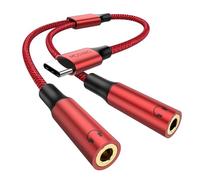 MOSWAG Adaptateur USB C vers Jack 3,5 mm, Adaptateur Double Jack USB C, Splitter Type C vers 3.5mm Écouteur Câble Compatible avec Pixel 7 6 Pro 5, Galaxy S23 S22 S21, 16 Pro Max/16 Pro