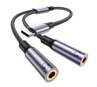 MOSWAG Adaptateur USB C vers Jack 3,5 mm, Adaptateur Double Jack USB C, Splitter Type C vers 3.5mm Écouteur Câble Compatible avec Pixel 7 6 Pro 5, Galaxy S23 S22 S21, 16 Pro Max/16 Pro