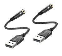 MOSWAG Adaptateur USB vers Jack 3,5 mm, Carte Son Externe USB A vers AUX Stéréo Auxiliaire 3,5mm Compatible avec Casque,PC,Linux (Remarque: Ne Convient Pas Aux Téléviseurs)