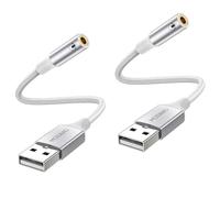 MOSWAG Adaptateur USB vers Jack 3,5mm Carte Son Externe AUX Stéréo 2 Pack