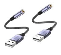 MOSWAG Adaptateur USB vers Jack 3,5mm Carte Son Externe AUX Stéréo 2 Pack