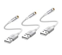 MOSWAG Adaptateur USB vers Jack 3,5mm Carte Son Externe AUX Stéréo 3 Pack