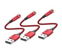 MOSWAG Adaptateur USB vers Jack 3,5mm Carte Son Externe AUX Stéréo 3 Pack | pour Casque Audio Micro TRRS Enceinte Haut Parleur Compatible avec PS5 PS4 Pro Slim Switch Raspberry Pi Windows Mac PC Linux